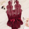 Body teddy halter con encaje floral