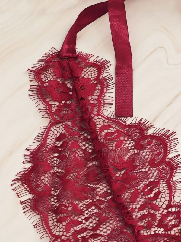 Body teddy halter con encaje floral - Imagen 3