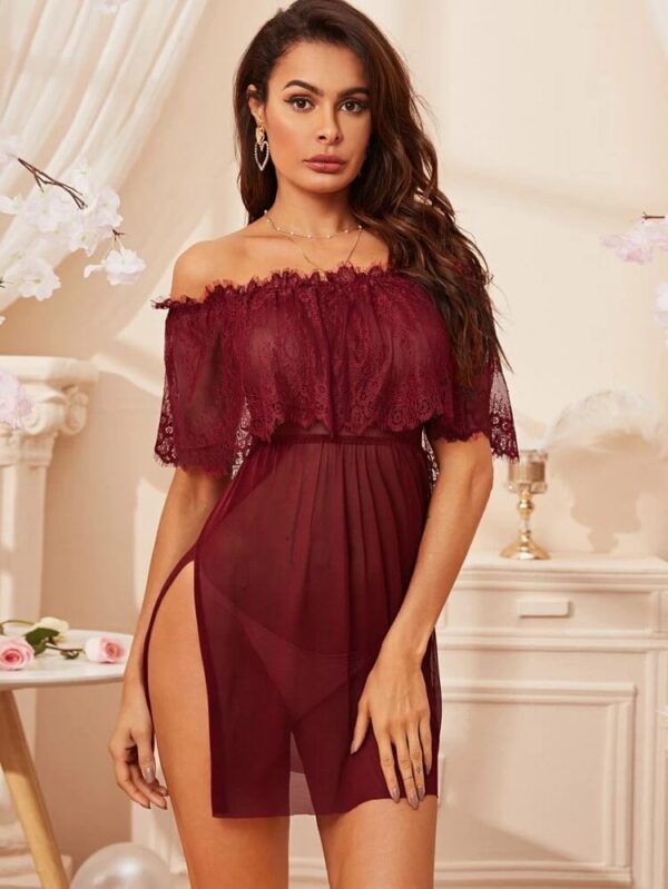 Vestido contraste encaje