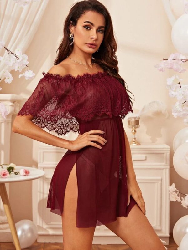 Vestido contraste encaje - Imagen 2